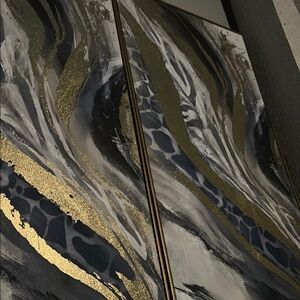 Abstract Gold and Black Wall Art